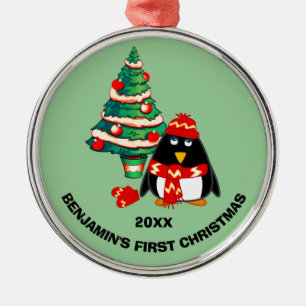 Ornamento De Metal Pinguim Pequeno Doce Nome personalizado Natal