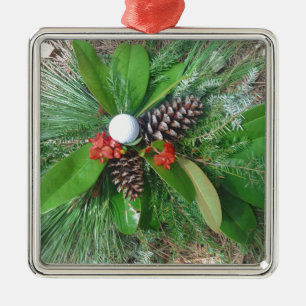 Ornamento De Metal Pinhas de pinheiro de bola de golfe e Natal de Eve