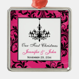 Ornamento De Metal Pink Black White Chandelier Scroll 1rua Natal