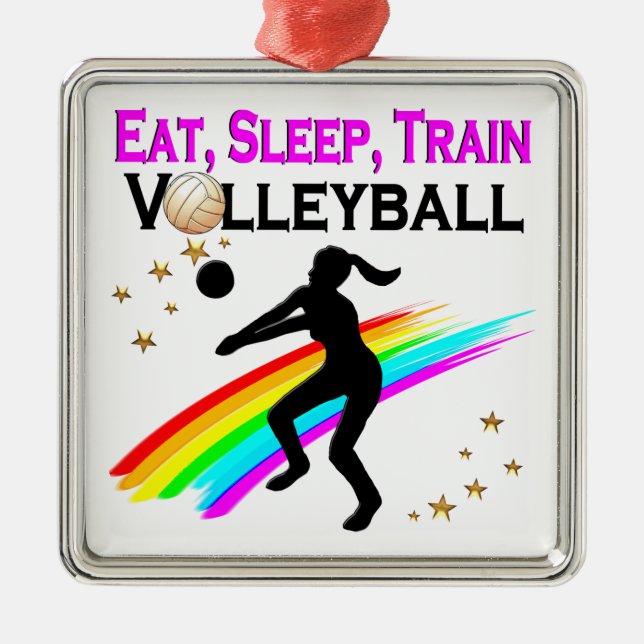 ORNAMENTO DE METAL PINK COME, DORMIR, TREINAR VOLLEYBALL (Frente)