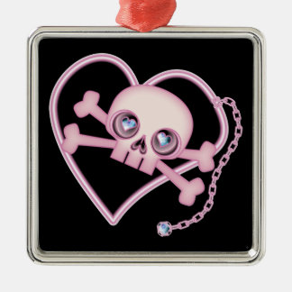 Ornamento De Metal Pink Neon Skull