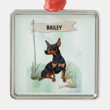 Pinscher Miniatura Aquarela Cachorro Personalizado