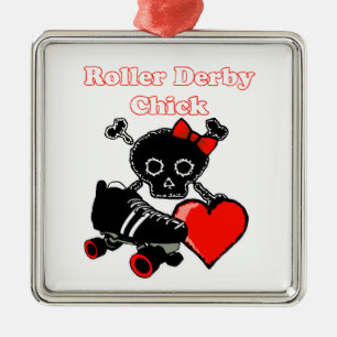 Ornamento De Metal Pintinho de Derby do rolo (vermelho)