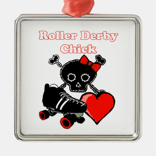 Ornamento De Metal Pintinho Roller Derby (Vermelho) (Frente)