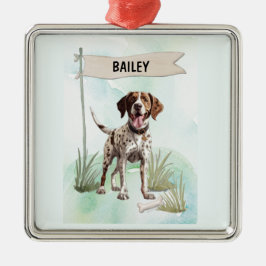Ornamento De Metal Pintor Aquarela Cachorro Personalizado