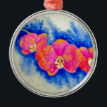 Ornamento De Metal Pintor de orquídeas cor-de-rosa-laranja romântico<br><div class="desc">lindas flores tropicais cor-de-rosa. Pintor de orquídea rosa-romântico por H Cooper</div>