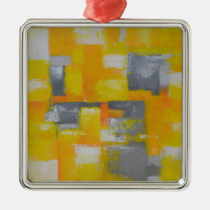 Ornamento De Metal pintura de abstrato branca cinza amarela