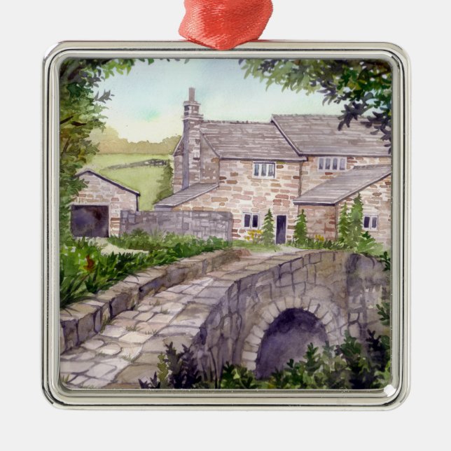 Ornamento De Metal Pintura de Aquarela de Ponte Pedra (Frente)