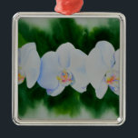 Ornamento De Metal Pintura de orquídea branca Elegante tropical<br><div class="desc">Pintor de aquarela romântica original em orquídea branca por H Cooper-</div>