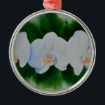 Ornamento De Metal Pintura de orquídea branca Elegante tropical<br><div class="desc">pintura orquídea romântica elegante branca e romântica de H cooper</div>