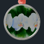 Ornamento De Metal Pintura de orquídea branca Elegante tropical<br><div class="desc">pintura orquídea romântica elegante branca e romântica de H cooper</div>