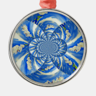 Ornamento De Metal pintura floral azul abstrato