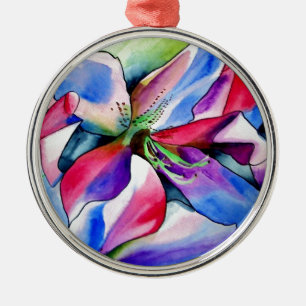Ornamento De Metal Pintura original em aquarela da flor de Azaléia Ar