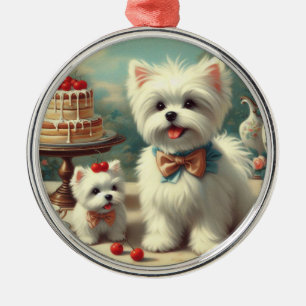 Ornamento De Metal Pintura para puppy em maltês