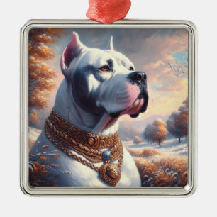 Ornamento De Metal Pintura Retro Dogo Argentino
