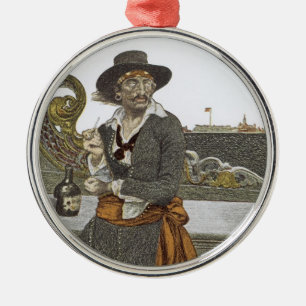 Ornamento De Metal Piratas do vintage, Kidd na plataforma da galera