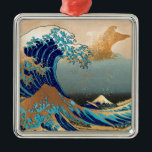 Ornamento De Metal PixDezines Vintage, Excelente Wave, Hokusai 葛 飾 北<br><div class="desc">PixDezinves Vintage da arte japonesa com sotaque de ouro falso. A Onda Excelente de Kanagawa é uma das mais vistas do mundo. O artista Hokusai,  1832 (Período Edo). Representando okinami como ondas de excelente,  NÃO tsunami.  Melhorado digitalmente por PixDezines.Copyright © 2008-2014 PixDezines.com™ e PixDezines™ no zazzle.com</div>