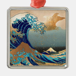 Ornamento De Metal PixDezines Vintage, Excelente Wave, Hokusai 葛 飾 北