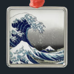 Ornamento De Metal PixDezines Vintage, Excelente Wave, Hokusai 葛 飾 北<br><div class="desc">PixDezinves Vintage da arte japonesa. A onda Excelente de Kanagawa é uma das mais vistas do mundo.  O artista Hokusai,  1832 (período Edo).    Descrevendo okinami como ondas de excelente,  NÃO tsunami.com. Todos os direitos reservados.</div>