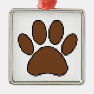 Ornamento De Metal Pixel Dog Paw Print