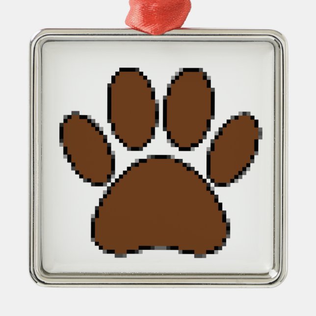 Ornamento De Metal Pixel Dog Paw Print (Frente)