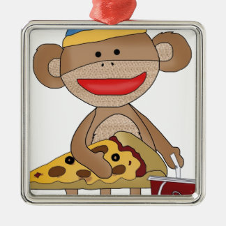 Ornamento De Metal Pizza do macaco da peúga e uma soda