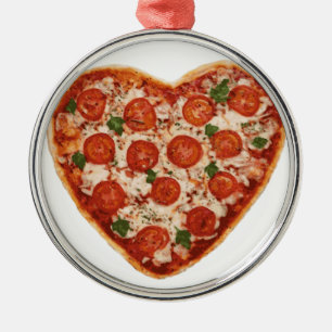 Ornamento De Metal pizza em forma de coração