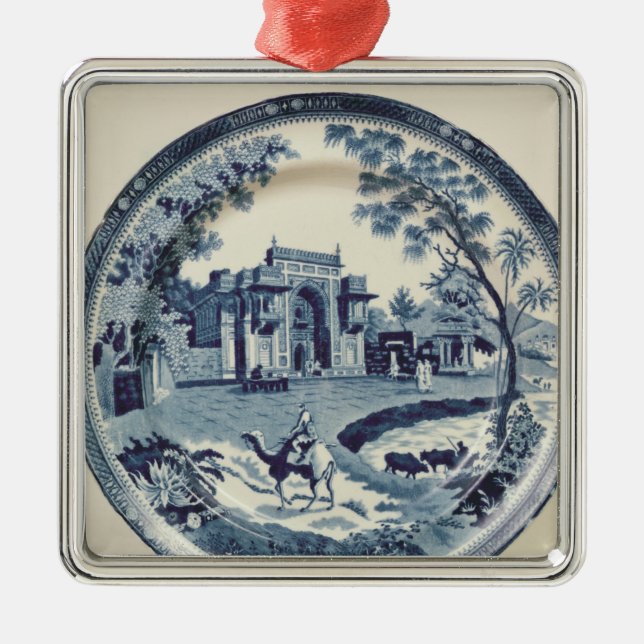Ornamento De Metal Placa azul e branca de Spode, c.1815 (Frente)