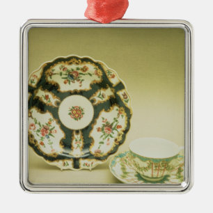 Ornamento De Metal Placa da porcelana de Worcester com decoração az