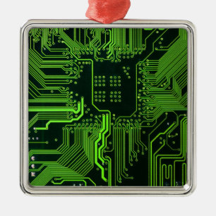 Ornamento De Metal Placa de Circuito de Computador Legal Verde