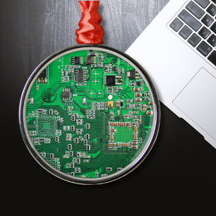 Ornamento De Metal Placa de Circuito de Geeks de Computador Verde