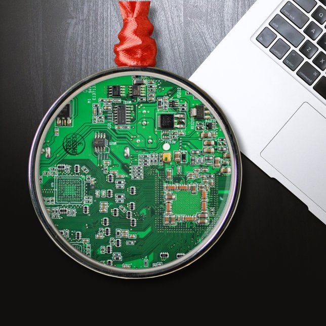 Ornamento De Metal Placa de Circuito de Geeks de Computador Verde (Criador carregado)