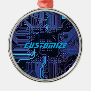 Ornamento De Metal Placa de Circuito PCB Azul Cibernética Personaliza