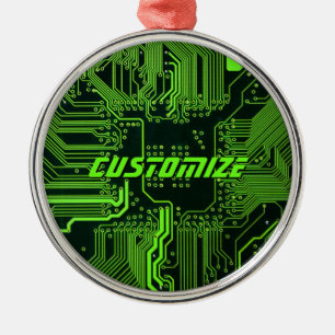 Ornamento De Metal Placa de Circuito PCB Cyber Verde Personalizada Te