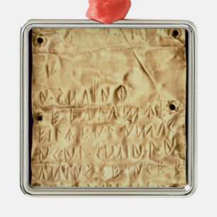 Ornamento De Metal Placa Dourado com "breve" inscrição de Etruscan,