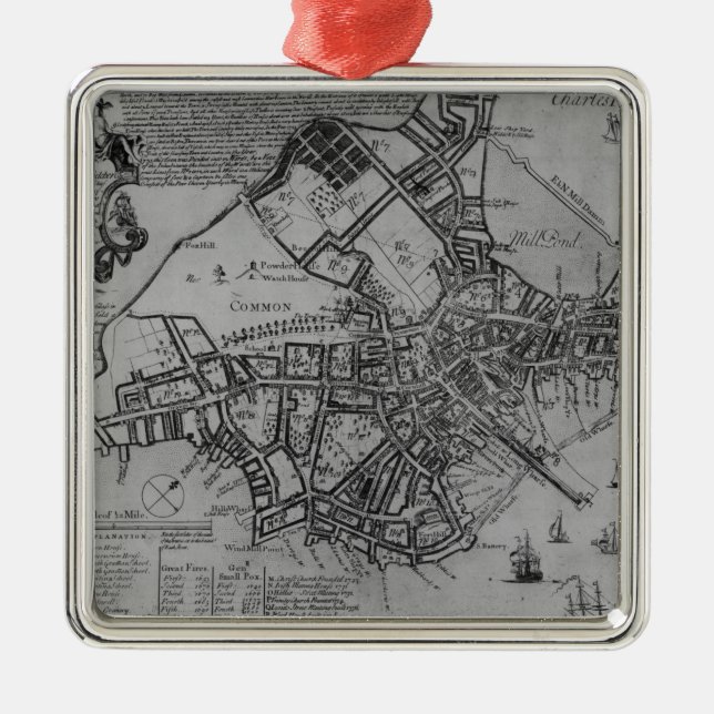 Ornamento De Metal Plano de Boston, Nova Inglaterra, 1739 (Frente)