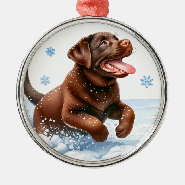 Ornamento De Metal Playcolate Labrador Cachorro de Retriever (Frente)