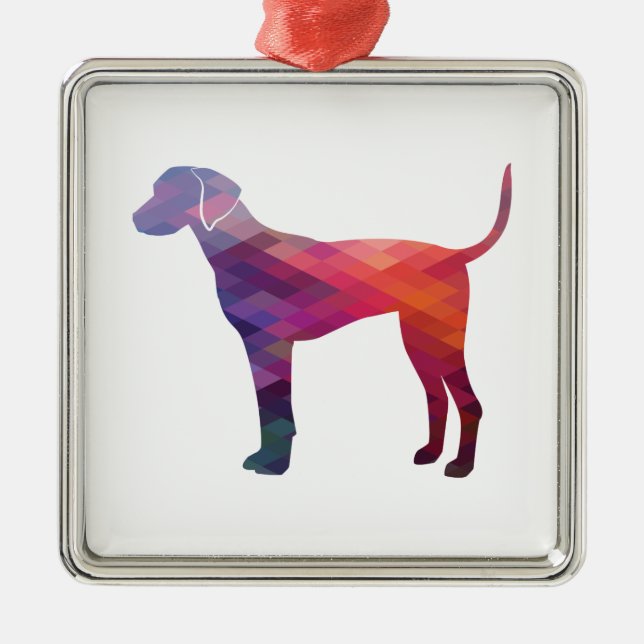 Ornamento De Metal Plott Hound Geométrica Patterna Silhouette Purple (Frente)