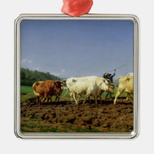 Ornamento De Metal Ploughing em Nivernais, 1849