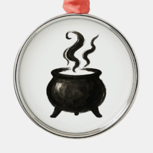 Ornamento De Metal Poção de Bruxa – Caldeirão Minimalista de Hallowee