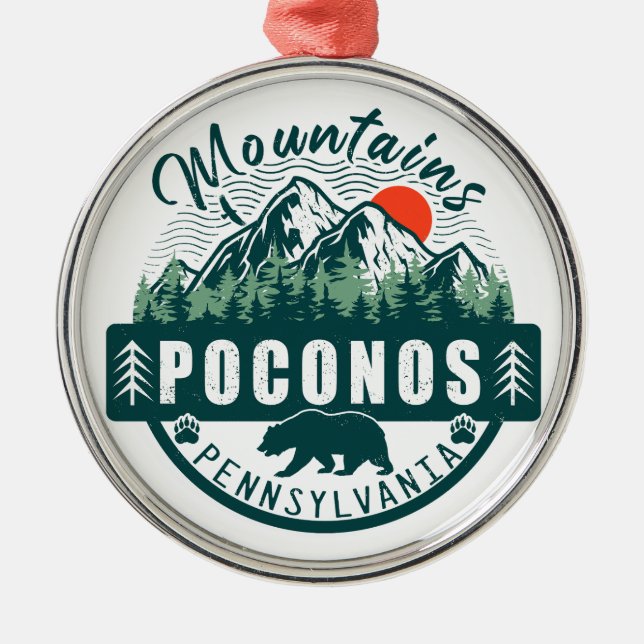 Ornamento De Metal Poconos Montanhas Pensilvânia Bear Hiking Sunset (Frente)