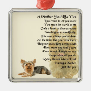 Ornamento De Metal Poema da mãe - design do yorkshire terrier