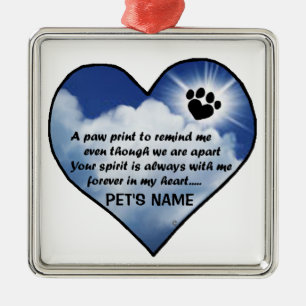 Ornamento De Metal Poema do memorial de Pawprint
