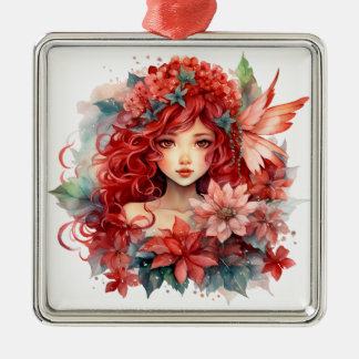 Ornamento De Metal Poinsettia Flower Girl