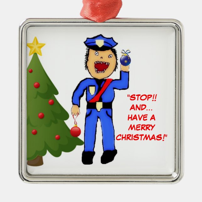 Ornamento De Metal Policial Feliz Natal (Frente)