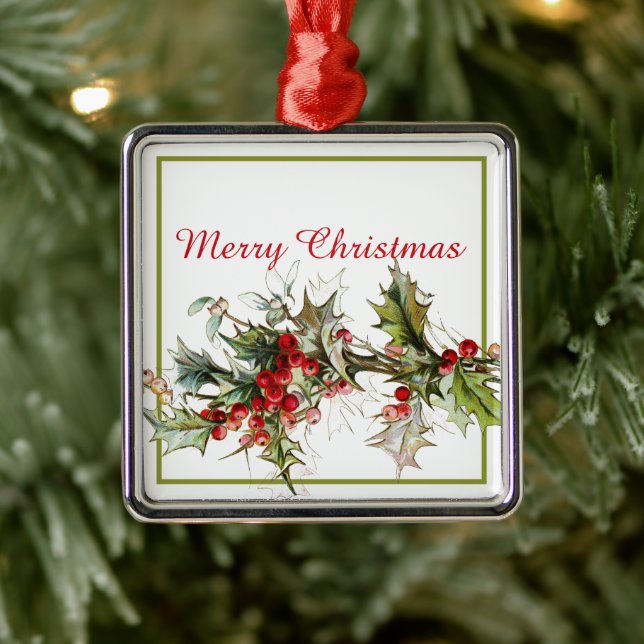 Ornamento De Metal Pomada de Holly e de bagas (Árvore)