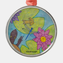 Ornamento De Metal Pond Scene - Ornament Premium