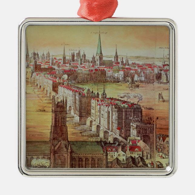 Ornamento De Metal Ponte velha de Londres (Frente)