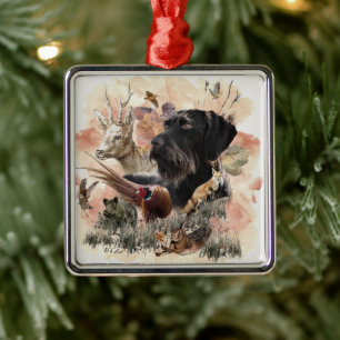 Ornamento De Metal Ponteiro alemão Wirehaired