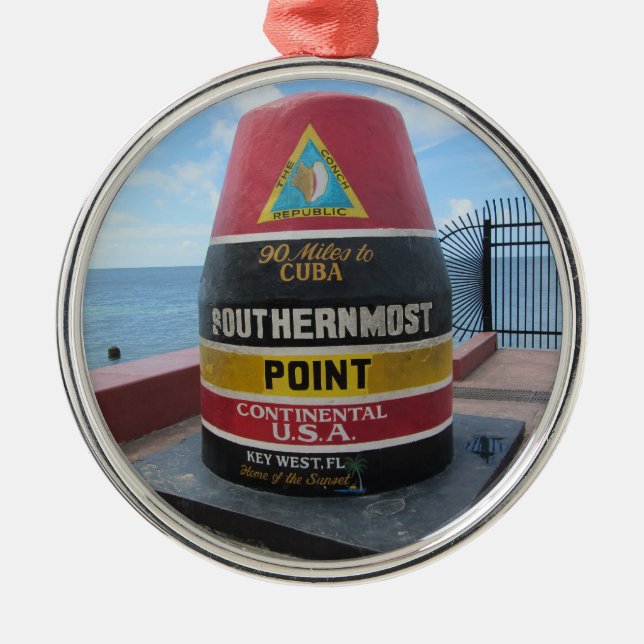 Ornamento De Metal Ponto mais meridional Key West Buoy (Frente)